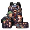 15 Inch 3PCS One Piece School Backpack Set with Lunch Bag Pencil Case Durable Lightweight Unisex Daypack for Boys Girls Age 6-10
