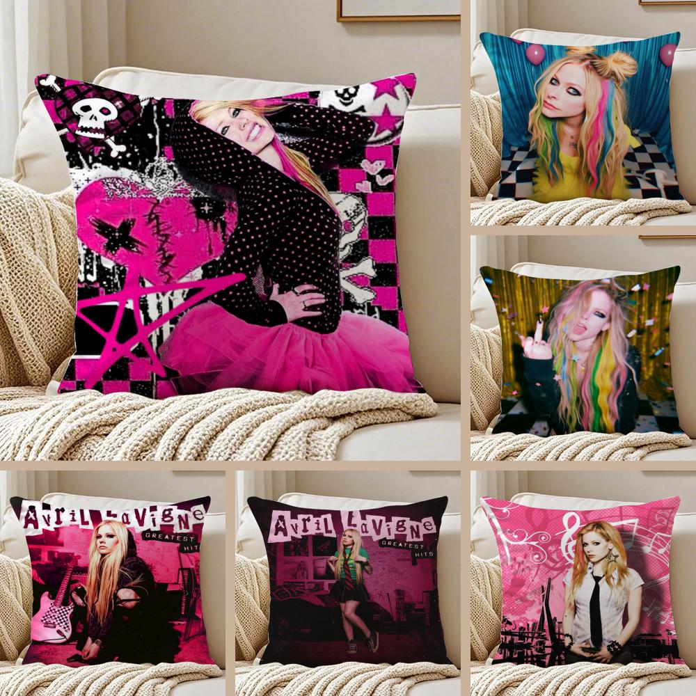 AAvril Ramona Lavigne Cushion Cover Silky Short Plush DoubleSided Printed Pillow Case for Sofa All Seasons Home Decor Gift