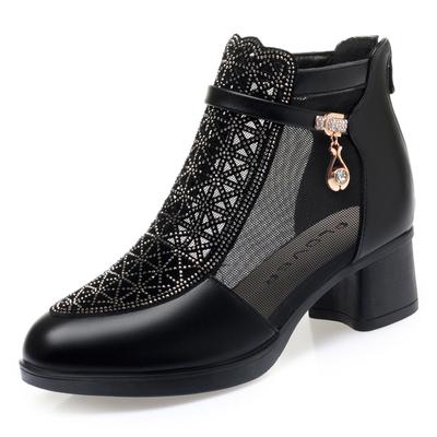 Baotou-Sandalen für Damen, atmungsaktive, bequeme, rutschfeste Römerschuhe, mittlerer Absatz und dicke Sohle