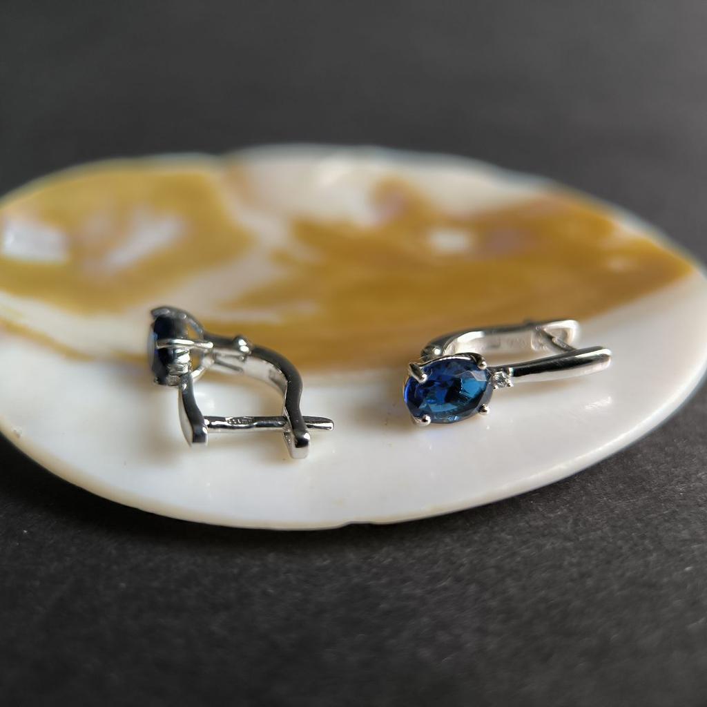 Серебряные серьги с сапфиром nano 1.163ct (2189008)