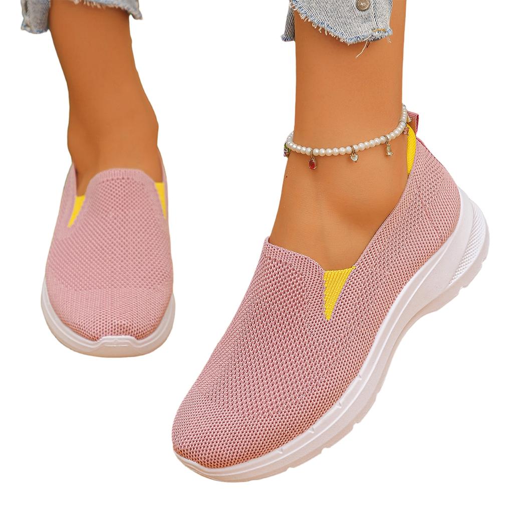 Women's Casual Flats, Breathable Knit Mesh Upper, Soft, Lightweight Shoes