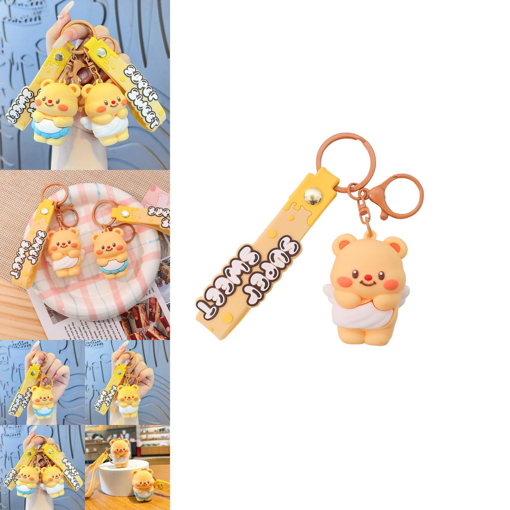 Cute Cartoon Angel And Apron Butter Bear Doll Pendant Keychain For Party Decorations And Travel Souvenirs