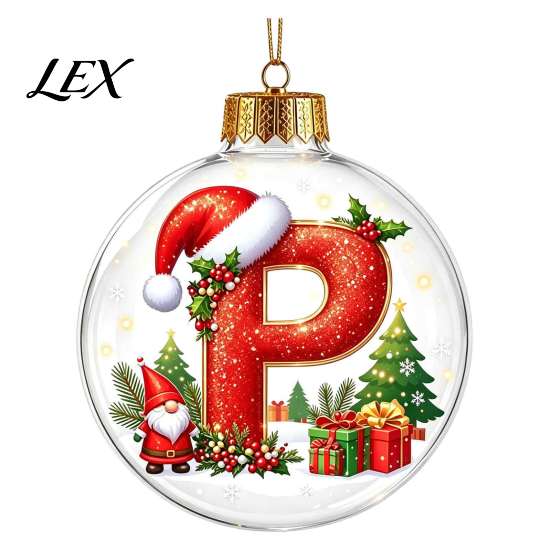 Indoor Outdoor Xmas Hanging Ornaments 26?Letter Acrylic Christmas Ball Ornament, 3D Crystal Style Alphabet Tree Decorations Pendant, Home