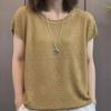 Summer Women's Knitted Short Sleeved T-shirt Loose Round Neck Women's Knitted Top