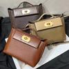 2026 Genuine Leather Tote Bag Women Full-Grain Cowhide Gold Buckle Crossbody Or Handheld Medium Size