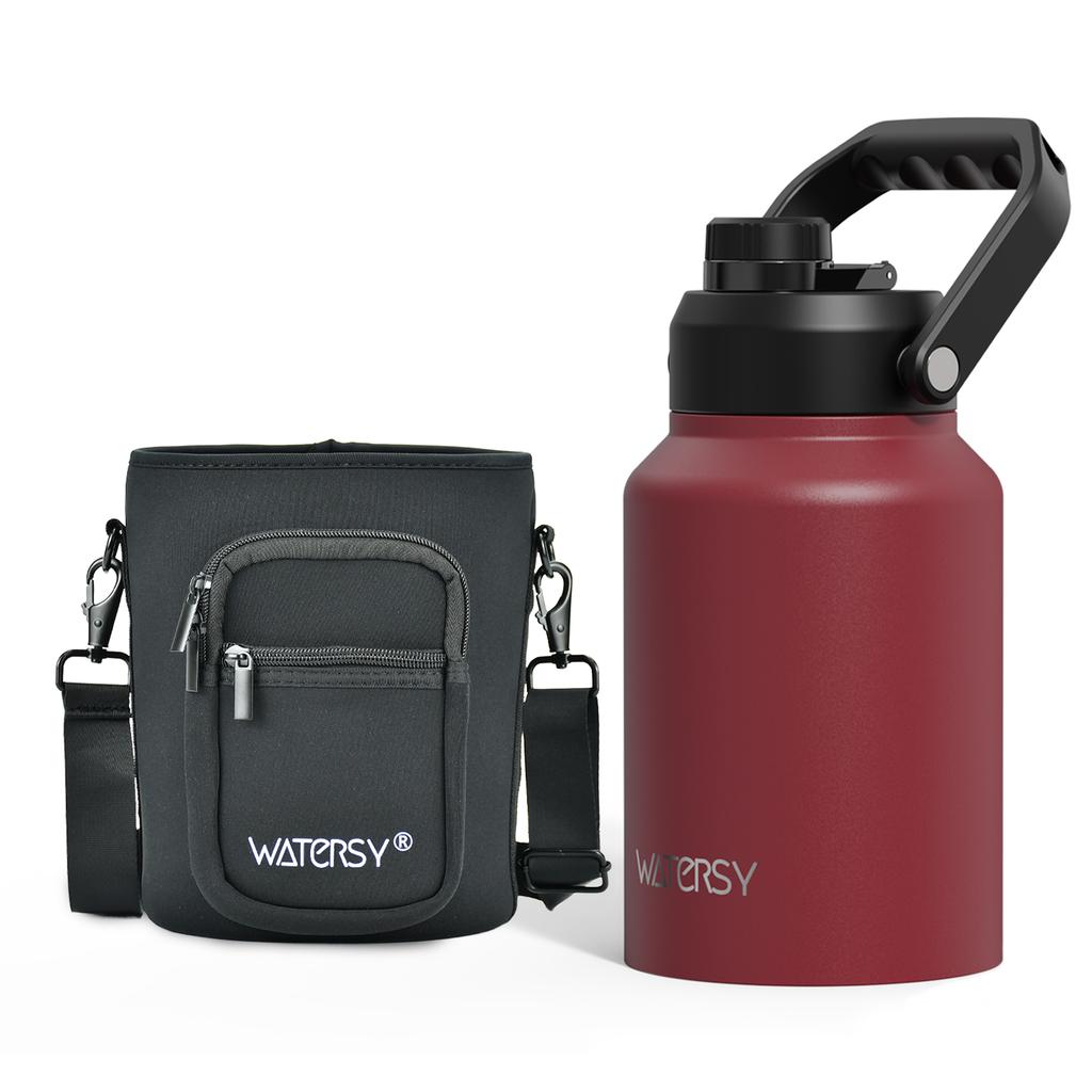 WATERSY 1.8L Insulated Water Bottle 64oz Stainless Steel Thermal Large Capacity with Handle for Outdoor Camping Vacuum Flask