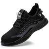 Labor Insurance Shoes Men's Anti-smashing and Anti-piercing Fly-woven Breathable Lightweight Solid Bottom Safety Shoes