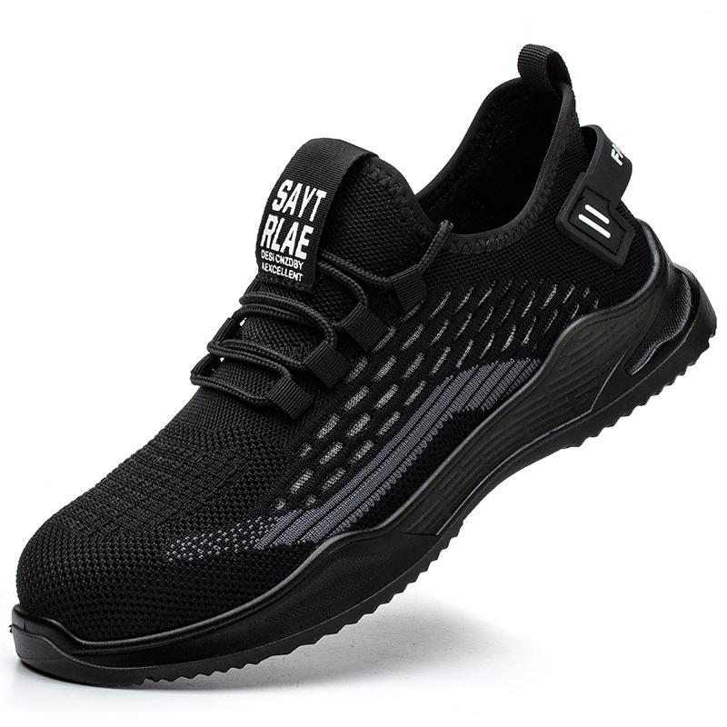 Labor Insurance Shoes Men's Anti-smashing and Anti-piercing Fly-woven Breathable Lightweight Solid Bottom Safety Shoes