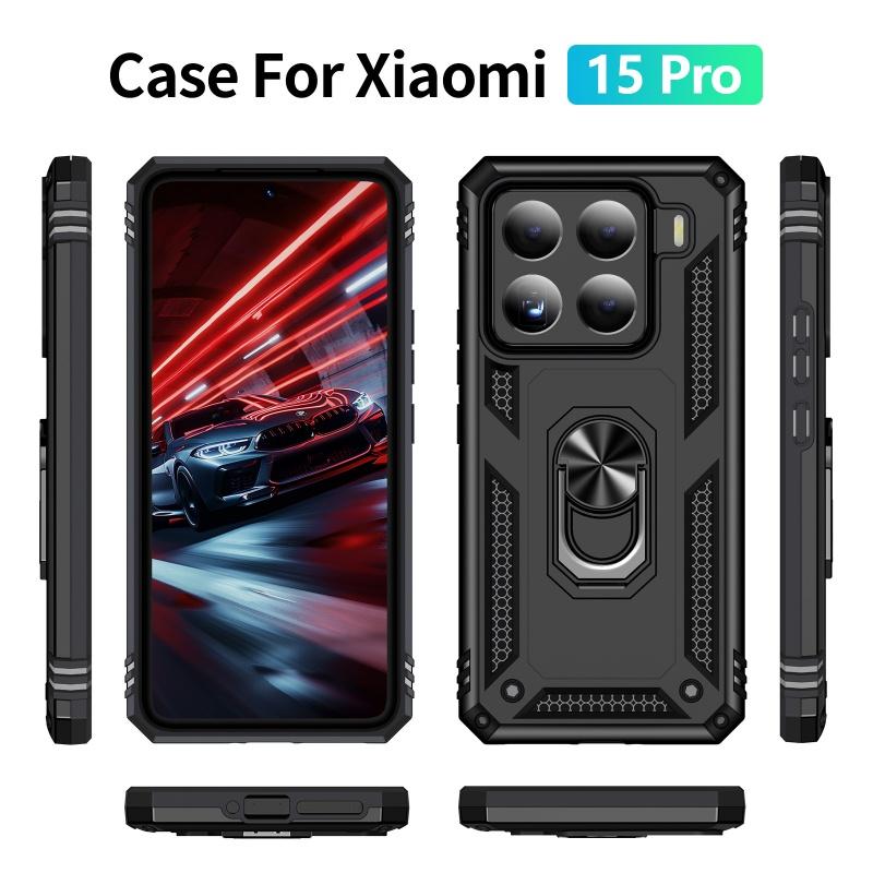 Shockproof Armor Bumper Case For Xiaomi 15 Pro Mi 15 5G Xiaomi15 Mi15 15Pro Car Magnetic Holder Ring Protect Cover