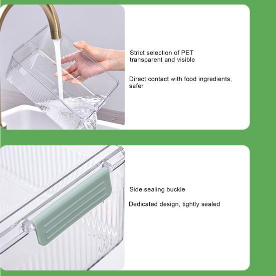 Box Bins Clear with 4 Detachable Refrigerator Storage Lid Large Capacity Rectangle Fridge Vegetables