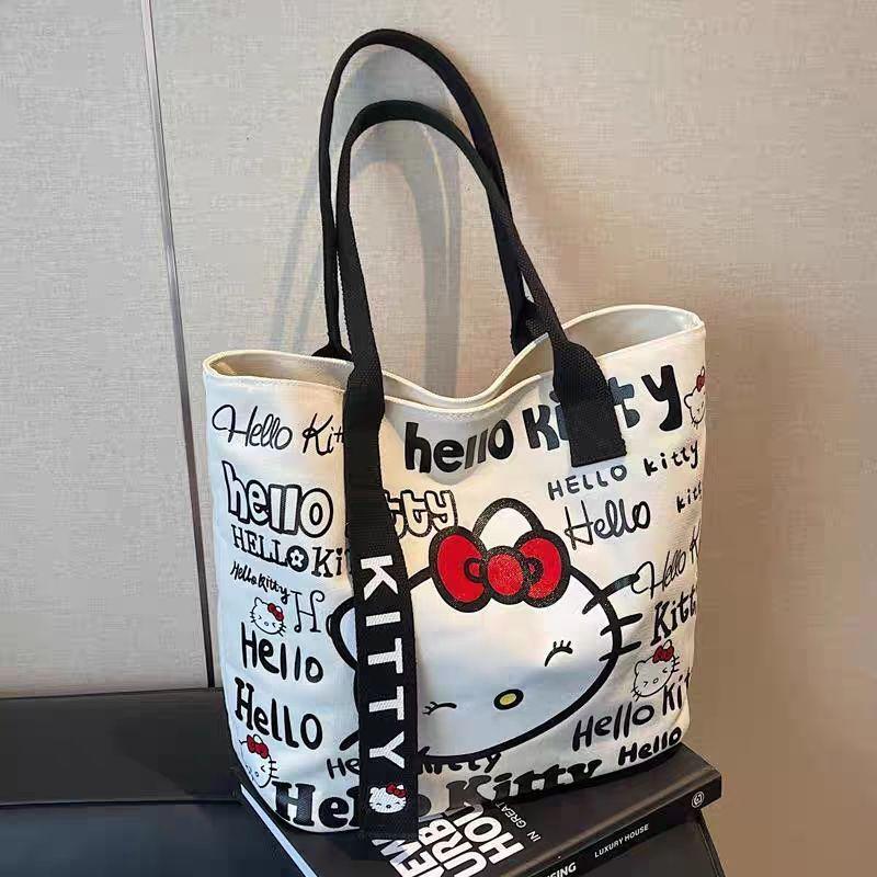 Women's Versatile Cartoon Canvas Tote Bag - Large Capacity, Cute Fashion Single Shoulder Commute Bag