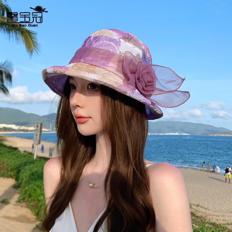 8440 summer hat female mother sunscreen basin hat outdoor breathable sunshade sunscreen hat fashion versatile bucket hat tide