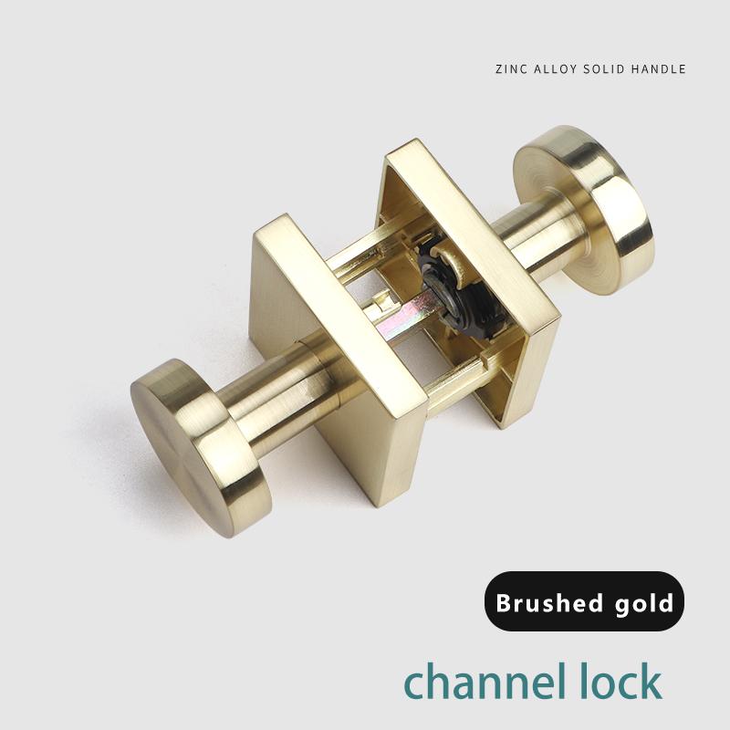 Fechadura de Banheiro Doméstica Interna Botão Oculto Trinco Dupla Face Fechadura de Porta Quarto Liga de Zinco Sólido Dourado Maçaneta Dupla Face