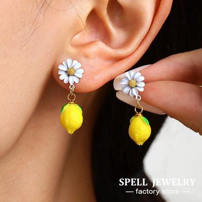 Lemon Pendant Dangle Earrings Matching Shell Beads Necklace Bracelet Handmade Beaded Necklaces Bracelets Stud Earring For Women
