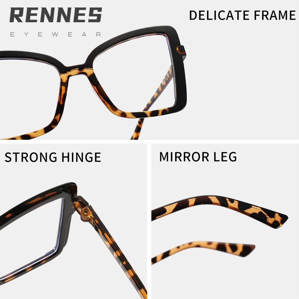 Übergroße Cat-Eye-Brille mit Blaulichtfilter, Farbblock-Rahmen, Modische Brille für Damen, Gegen Augenbelastung & UV-Schutz KJ085
