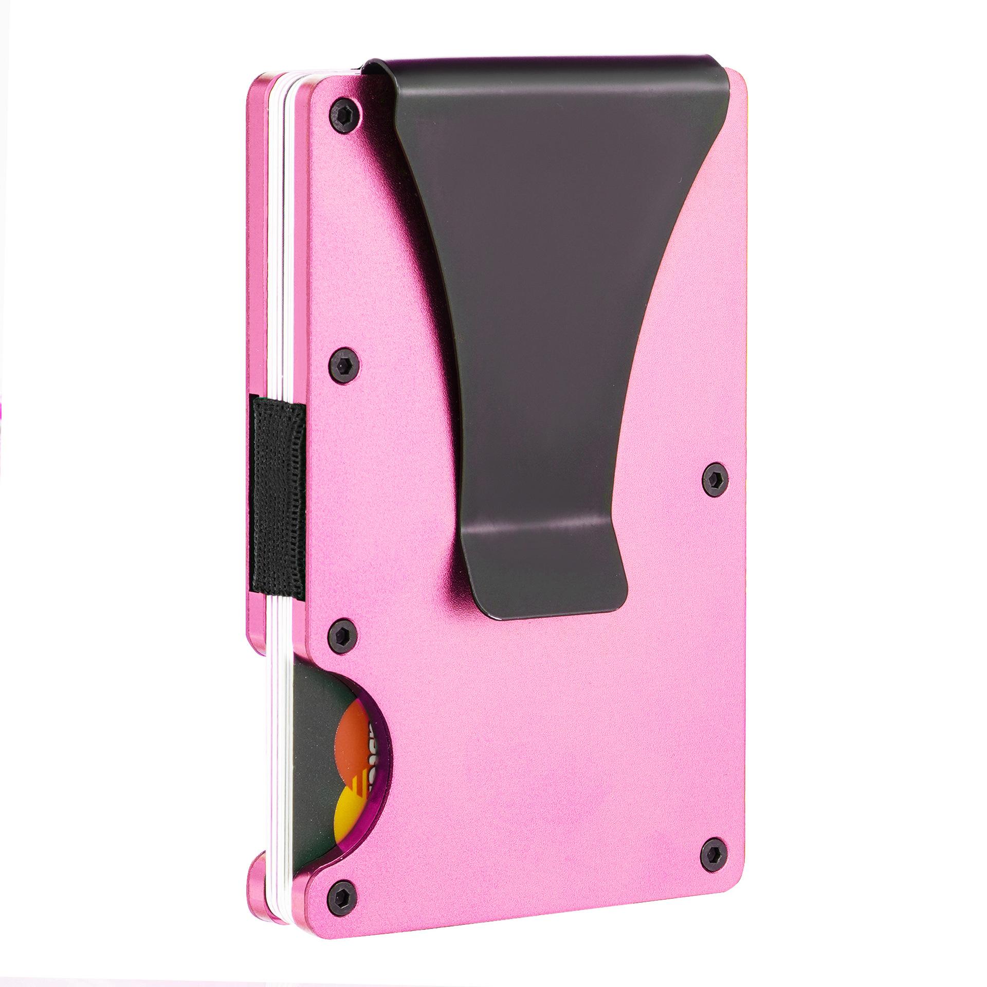 

Тонкий кошелек для мужчин, блокирующий передний карман, минималистичный кошелек для мужчин, кошелек с зажимом для денег, держатель для карт для мужчин розовый