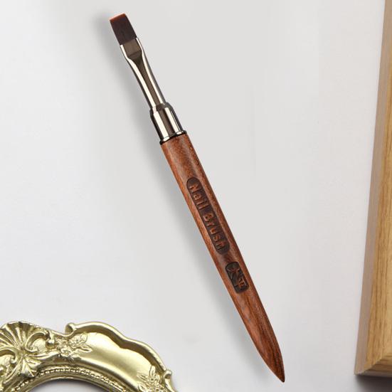 Nail Brush Flexible Soft Nylon Bristles Carved Design Wooden Handle Manicure Tool Multifunctional Square Round Head Phototherapy Gel Painting Brush