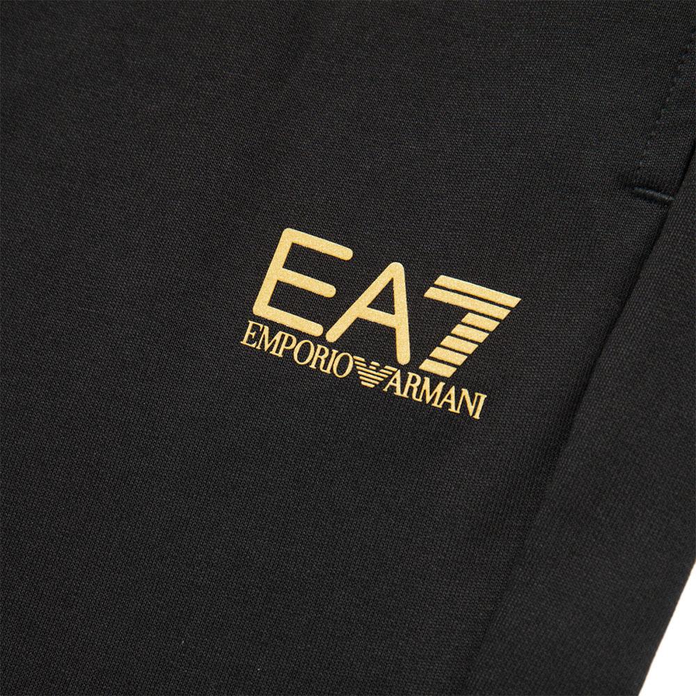 Emporio Armani EA7 FW24 Core Identity Series Letter Mid-Rise Drawstring Cuffed Knit Joggers Men bottoms Black 8NPP66-PJVRZ-0208