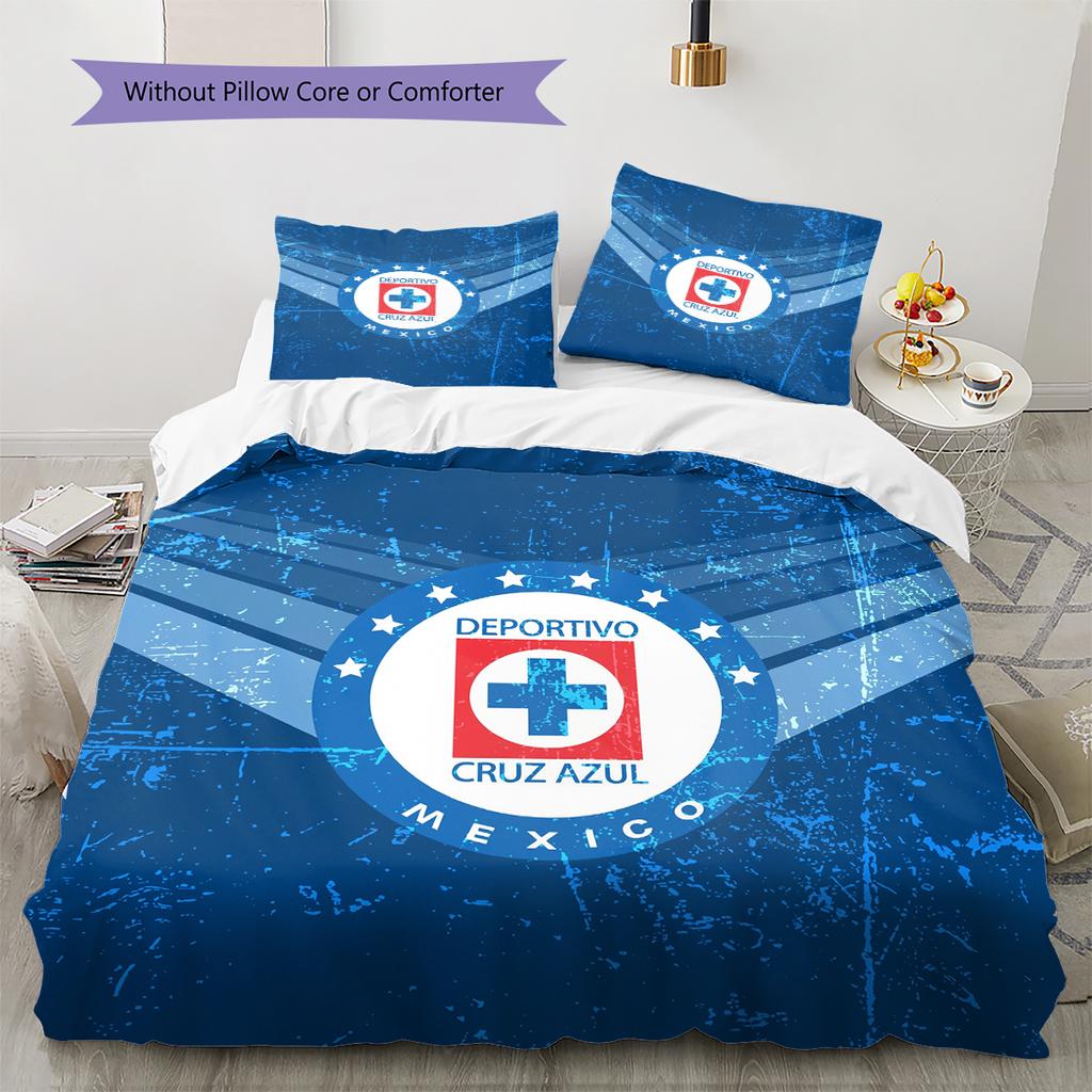 Cruz Azul Pattern Bedding Home Decoration Birthday Gift (1 * duvet cover + 2 * pillowcase, without core)
