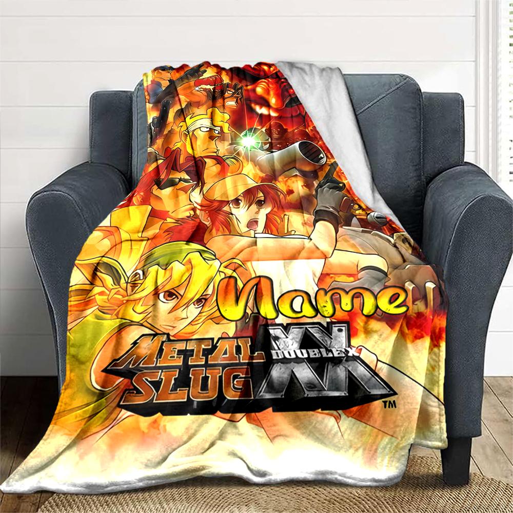 Customiz Name Personality Metal Slug  Blanket Soft &Warm Sofa Office Bed Travel Lunch Break Blanket, Gift Suitable All Seasons