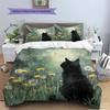 Black Cat at Night Pattern Bedding Quilt Set  Home Decoration  Gift (1 * duvet cover + 2 * pillowcase  without core)