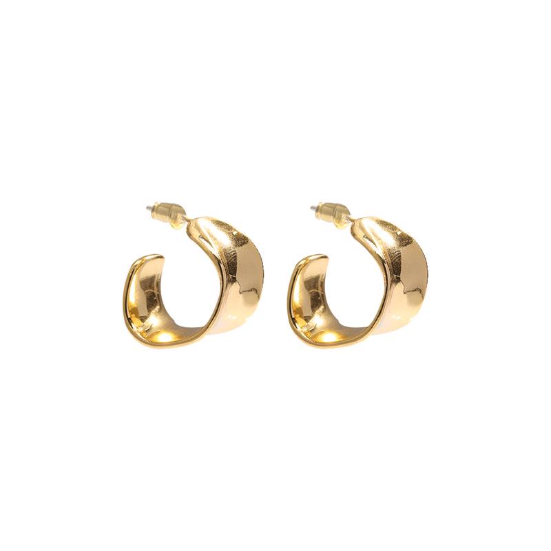 

Минималистичные медные серьги-кольца для широкого лица: Простой, Универсальный, Высококлассный Холодный Стиль для Женщин золотой