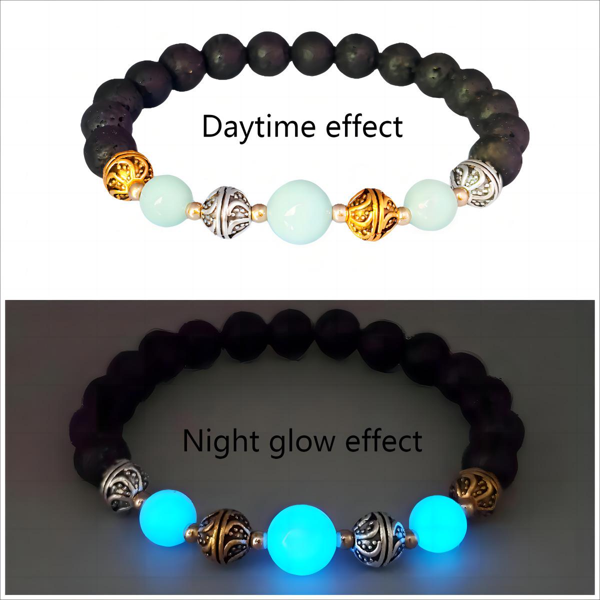 Natural Volcanic Stone Glow In The Dark Stretchy Yoga Beaded Bracelet Fashion Jewelry