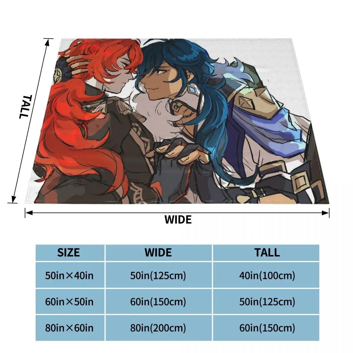 

Одеяло Diluc Kaeya, фланелевое одеяло Genshin Impact Amine, легкие тонкие пледы для домашнего дивана, покрывало 75x100cm 30x40in