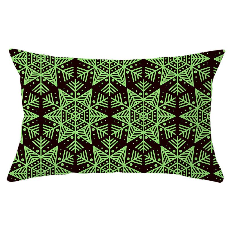 Green Series Christmas Peach Skin Printed Waist Pillowcase Square Sofa Pillowcase Office Pillowcase
