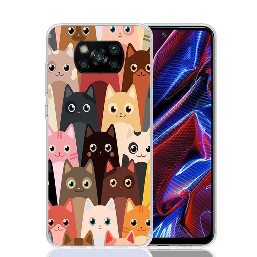 Cat Cute Kitten Cartoon Case Phone Cover for Xiaomi Redmi Note 10 9 9S 8 8T 7 5 Pro Mi 12T 11T 10T 9T 12 11 Lite A3 A2 Trend Fun
