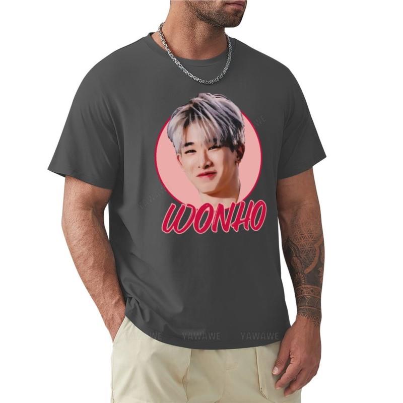 Tshirt Men Cotton Tshirt Retro Inspired Wonho TShirt Graphic T Shirts Black T Shirt Mens Graphic Tshirts Pack Boys Tees
