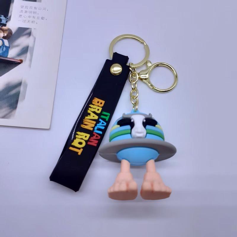 Italian Brainrot Children Cartoon Keychain Tung Tung Tung Sahur Tralalero Tralala Cute Keyring Funny Meme Bag Anime Pendant Gift