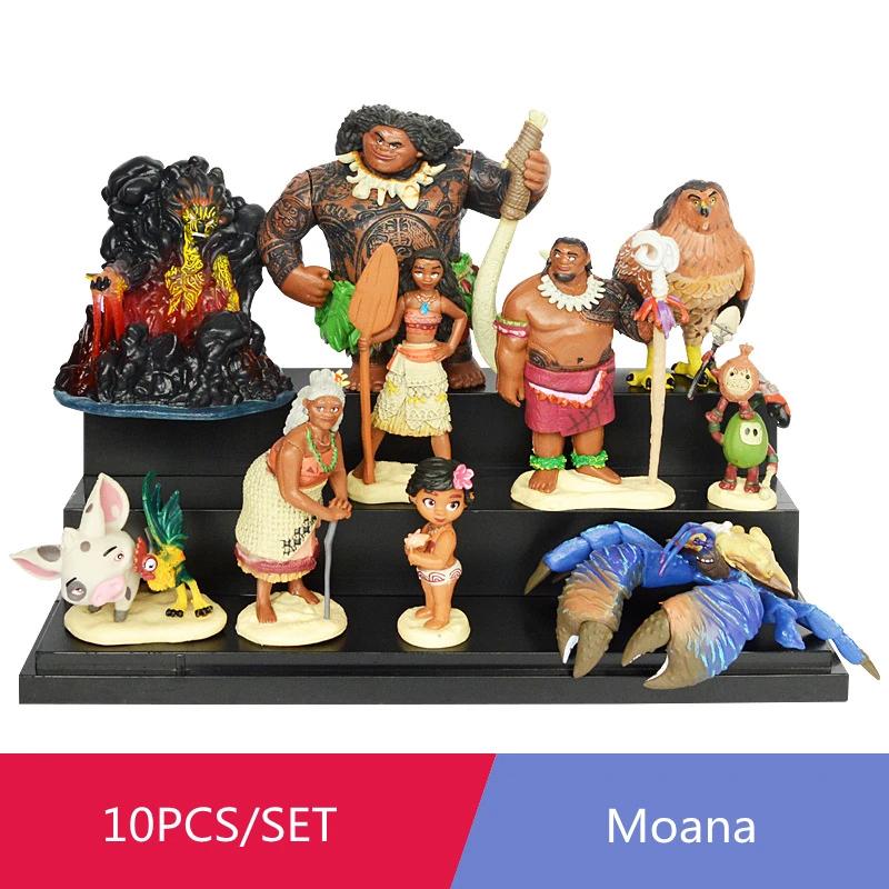 

10pcs/kit Animation Design Moana Princess Legend Vaiana Maui Chief Tui Tala Heihei Pua Action Figure Decor Playthings Children-Friendly Celebration