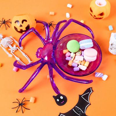 Bol en forme d'araignées d'Halloween Assiette à fruits Plateau alimentaire Panier d'emballage pour bonbons et biscuits Décor de table pour fête d'Halloween Trick or Treat
