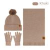 3Pcs/Set Thicken Knit Beanie Snood Set Plush Lining Touchscreen Gloves  for Men Women
