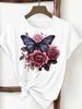 (Asian Size) Trend Butterfly Lovely Cute Woman Women Fashion Tee Top Print Female Clothing Short Sleeve T Shirt Graphic T-shirts