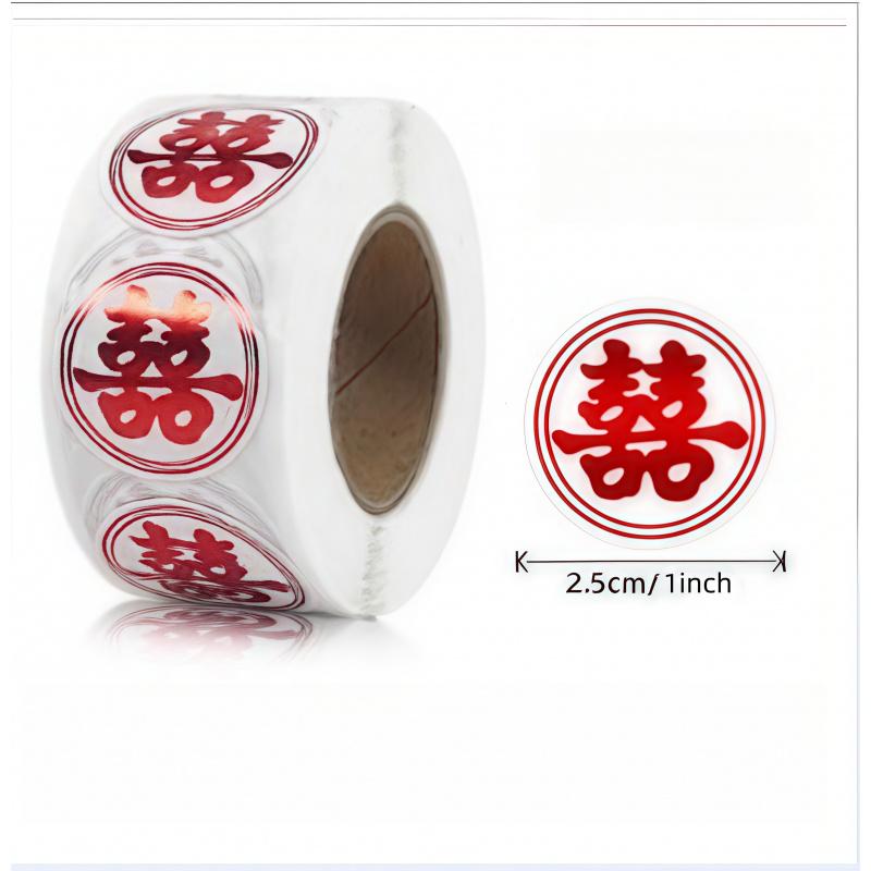 2 pieces of  500 stickers per roll Dragon Man Chinese Happy Character and Blessing Character Festival Stickers Wedding Gift Deco
