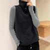 Chaleco de punto de cuello alto en capas para mujer de alto valor: Cálido, Holgado, Adelgazante, Grueso, Top sin mangas de talla grande para Otoño e Invierno