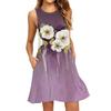 Women's Fashion Beach Dress Sleeveless Round Neck Floral Print Dress