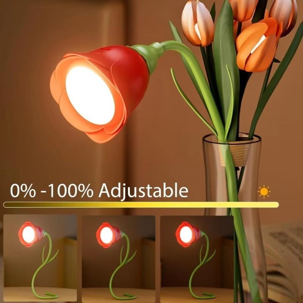 Mit Helligkeitsspeicher Schreibtischlampe Biegsame Blume LED Tischlampe Tragbare Rose LED Lampe Nachttisch