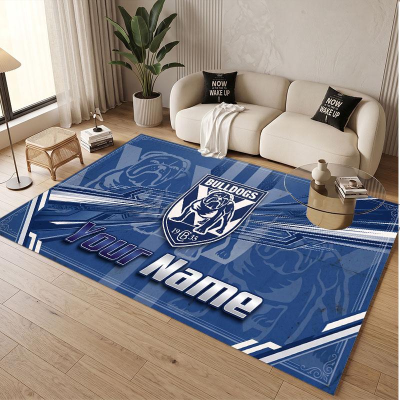 Custom Rug Canterbury-Bankstown Bulldogs Pattern Print Name Text Soft Non‑Slip Floor Carpet for Home Indoor Decoration