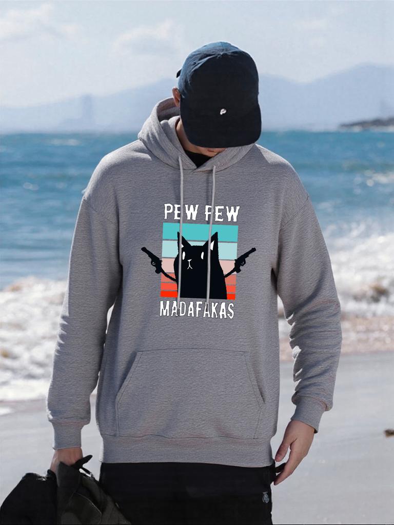 Pew Pew Madafakas Cats Prints Hoody Men Casual Oversized Pullover Autumn Fashion Hoodies Multicolor Pocket Male Sportswear