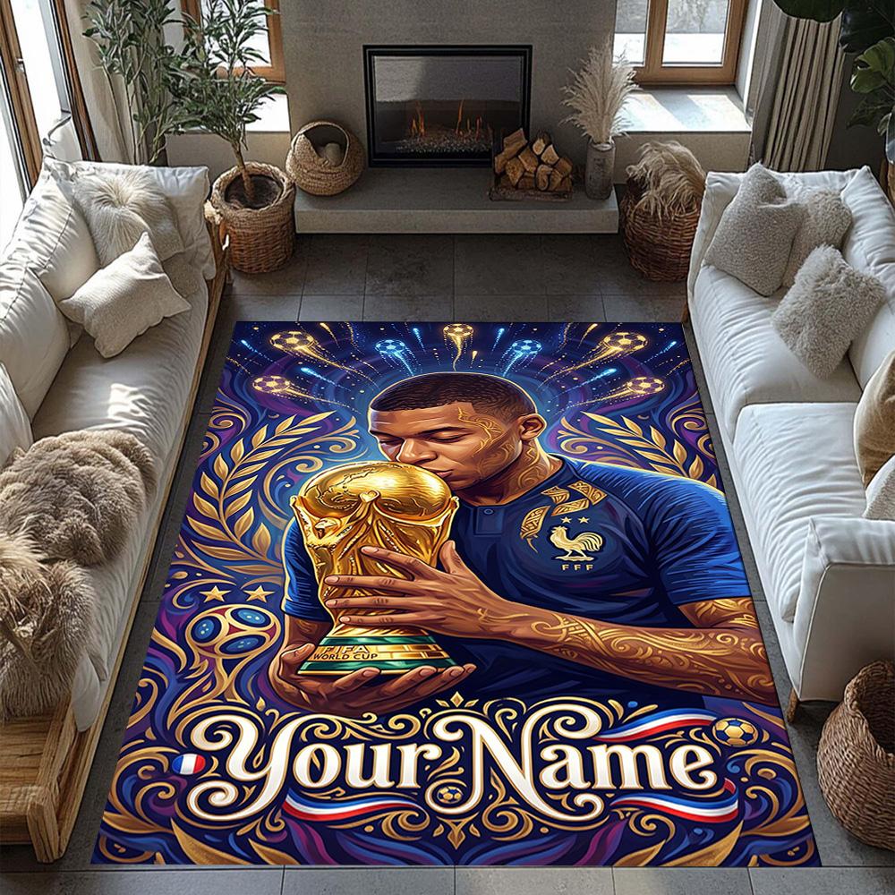 Mbappe Personalized Text Carpet Perfect For Dormitory Playrooms Study Room Living Rooms Antislip Carpet Office Home Decor