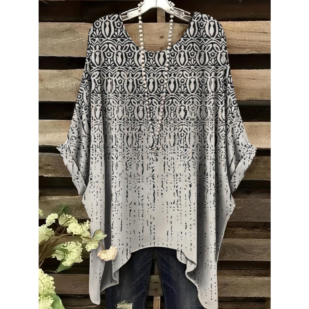 Women's T-Shirt Elegant Bohemian Vacation Colorful Rendering Graphic Print Fashion Versatile Round Neck Women's
