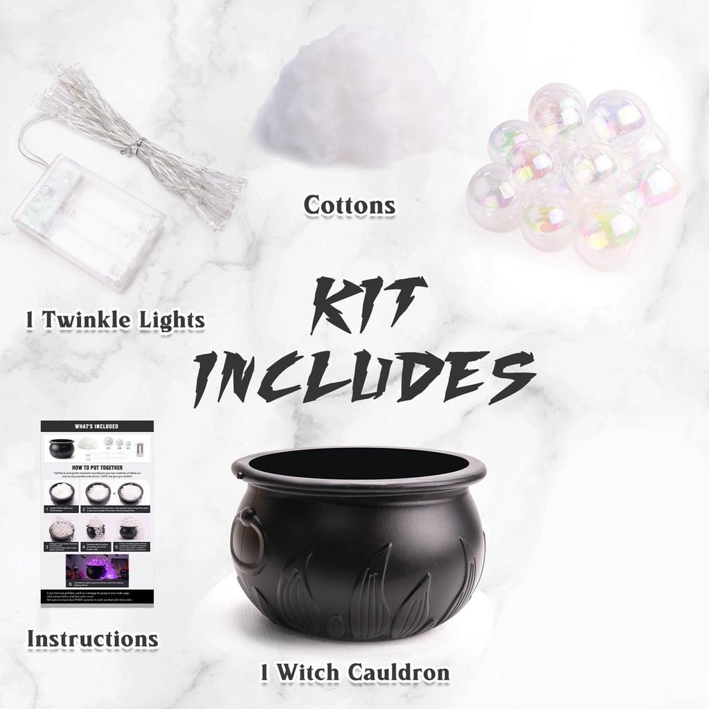 Bubbling Cauldron Ornament Unique Practical Vintage ABS Witches Bubbling Cauldron Multifunctional Violet Light for Party