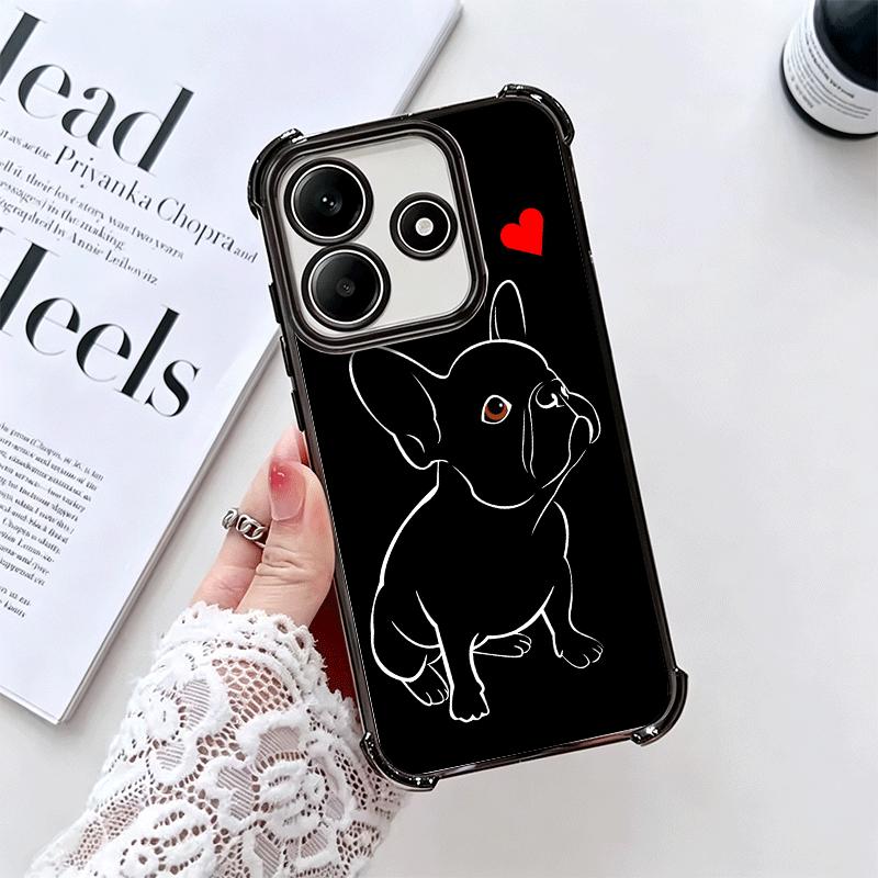 Französische Bulldogge Schwarz Design Beschichtung Handyhülle Für Xiaomi Redmi Note 14 15 Pro Plus 13 12 11 11S 11T 10 9S 9 5G Sturzfest Airaba