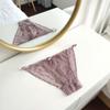 Fashion Sheer Lace Mesh Women Thong Floral Cotton Crotch Lace Flower Briefs Transparent Underpants T-Back Panties Lady