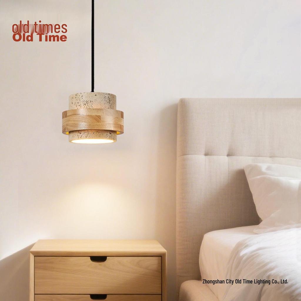 Adjustable Wabi-Sabi Style Solid Wood Pendant Light for Bedroom, Dining, or Bar