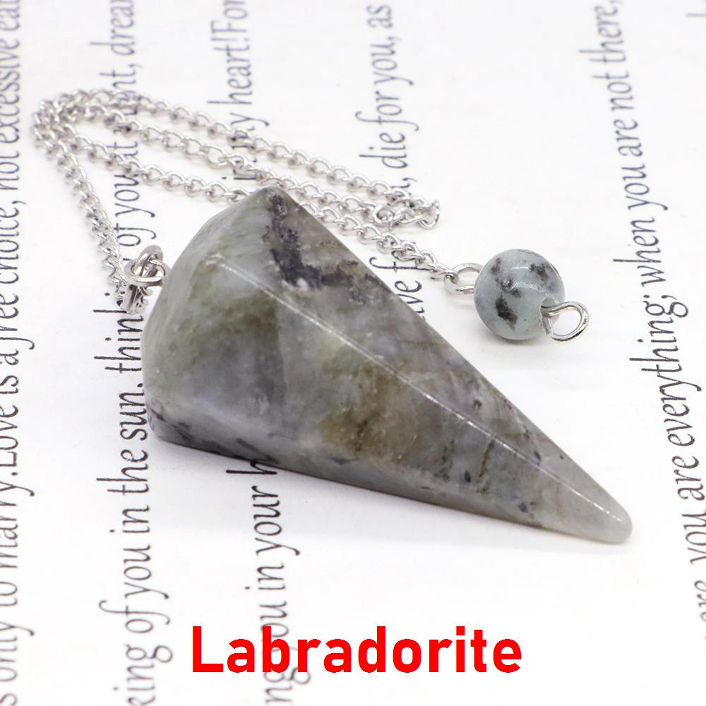 Natural Stone Reiki Healing Pendulum,For Dowsing Spiritual Divination Cone Crystal Quartz Pendulos Small Size Necklace Jewelry