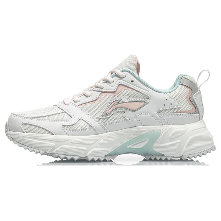 Li Ning Abrasion Resistant Slip Resistant Lightweight Low Top Running Shoes Women's White Pink ARLQ004-5